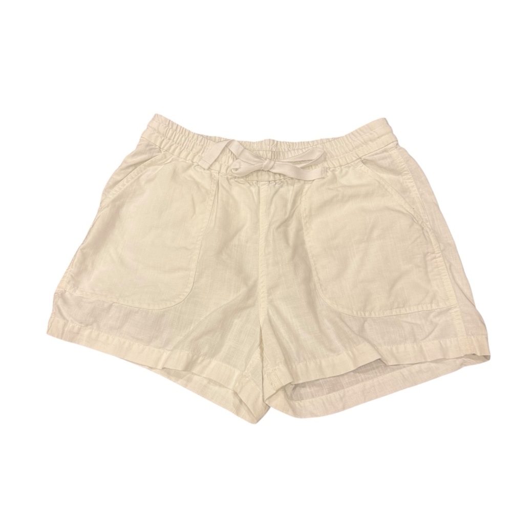 Point Sur Women’s White Linen Blend Shorts with Elastic Waist and Tie sz XS